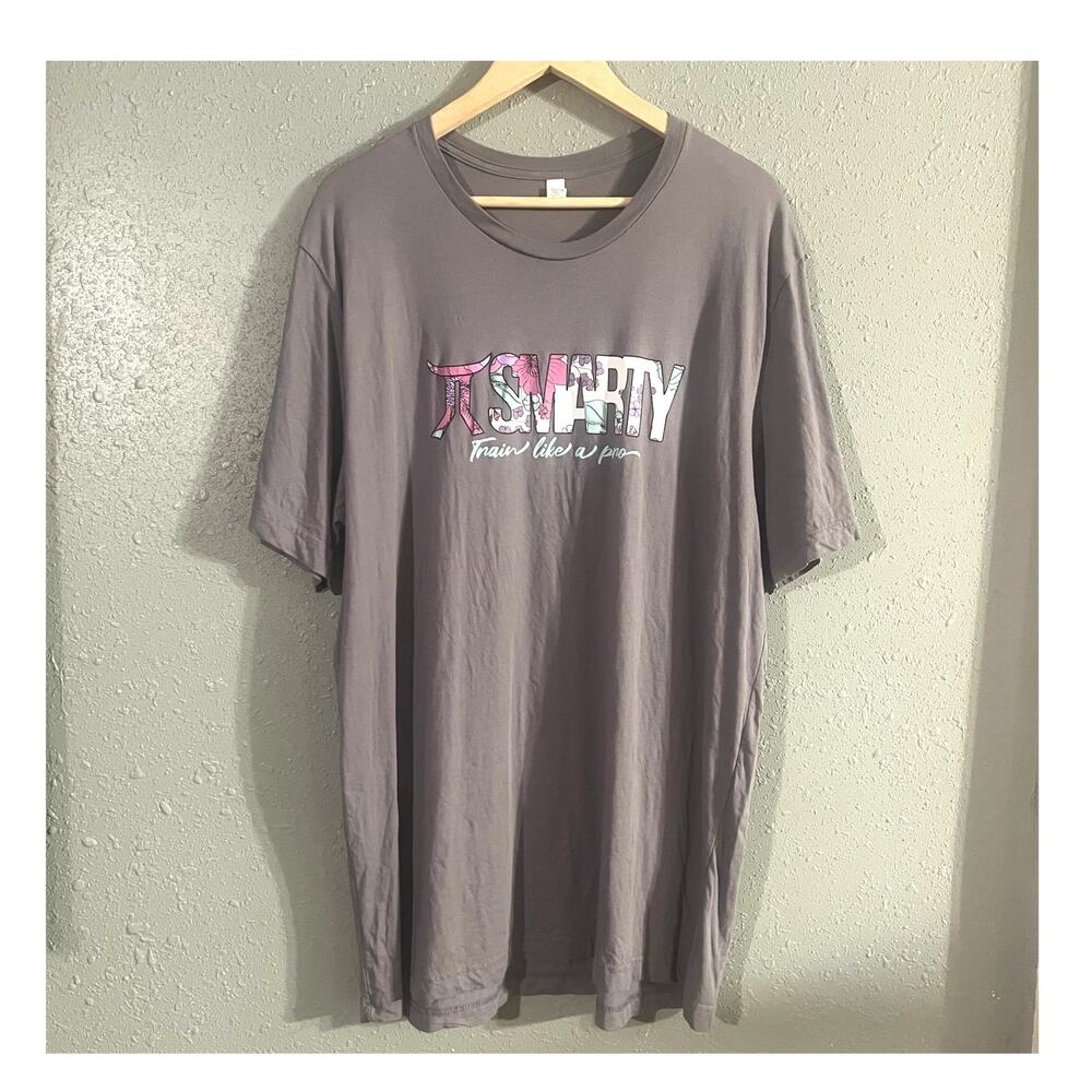 SMARTY Grey Womens T Shirt XXL w/ Floral Motif "Train Like A Pro" Rodeo Country